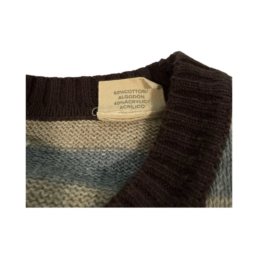 Haggar Men’s Striped  Crewneck Neutral Sweater XL– Warm & Cozy Y2K
